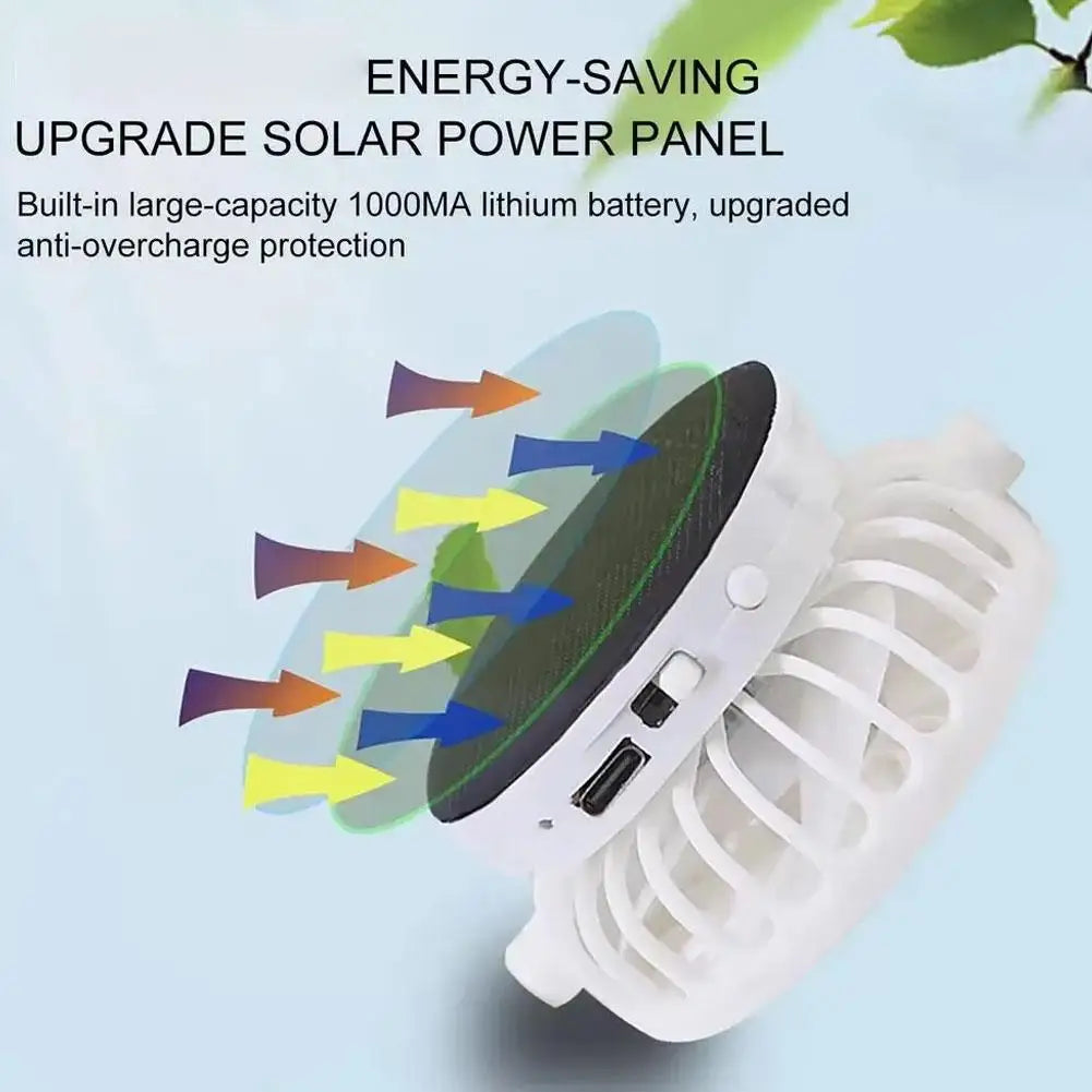 Solar & USB Charging Fan Hat Outdoor Summer Breathable Mesh Sun Cap Anti-UV Cooling Baseball Cap for Hiking Fishing Sport